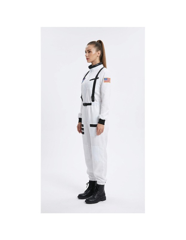 Astronaut Costume Adult White Spaceman Costume Plus Size Women Space Suit Party Dress up Costume Astronaut Suit YM8818