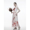 Halloween Party Scary Bridal Orgy Cosplay Costume White Veil Skull Ghost Bride Zombie Bloodstained Dress Bar Party Game Theme YM8811