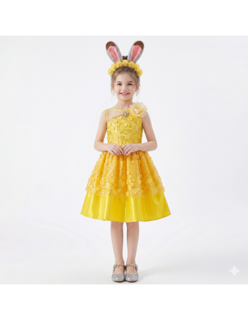 Halloween Cosplay Costume Anime Judy Rabbit Police Officer Yellow Sleeveless Dress Theme Party Role Playing Outfits for Girls YM8822