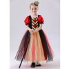 Red Queen of Hearts Long Costumes for Girls Princess's Dress Halloween Puff Sleeves Mesh Yarn Tutu Dress Carnival Party Outfit YM8815