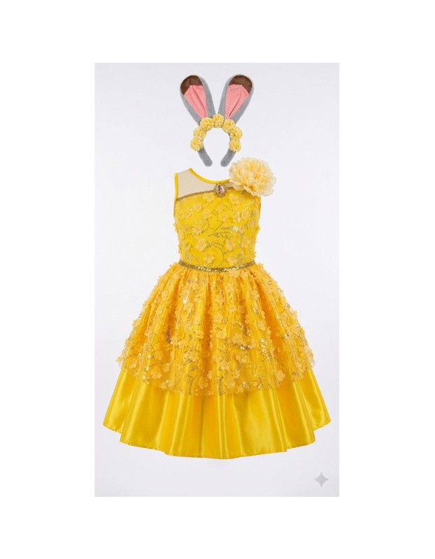 Halloween Cosplay Costume Anime Judy Rabbit Police Officer Yellow Sleeveless Dress Theme Party Role Playing Outfits for Girls YM8822