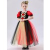 Red Queen of Hearts Long Costumes for Girls Princess's Dress Halloween Puff Sleeves Mesh Yarn Tutu Dress Carnival Party Outfit YM8815
