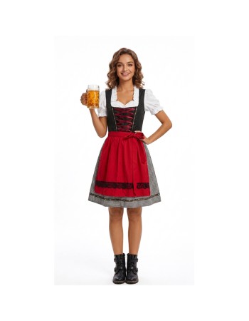 Women German Dirndl Dress Oktoberfest Beer Festival Bavarian Costume Halloween Cosplay Maid Outfit YM8820