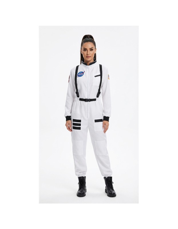 Astronaut Costume Adult White Spaceman Costume Plus Size Women Space Suit Party Dress up Costume Astronaut Suit YM8818