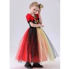 Red Queen of Hearts Long Costumes for Girls Princess's Dress Halloween Puff Sleeves Mesh Yarn Tutu Dress Carnival Party Outfit YM8815