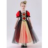 Red Queen of Hearts Long Costumes for Girls Princess's Dress Halloween Puff Sleeves Mesh Yarn Tutu Dress Carnival Party Outfit YM8815
