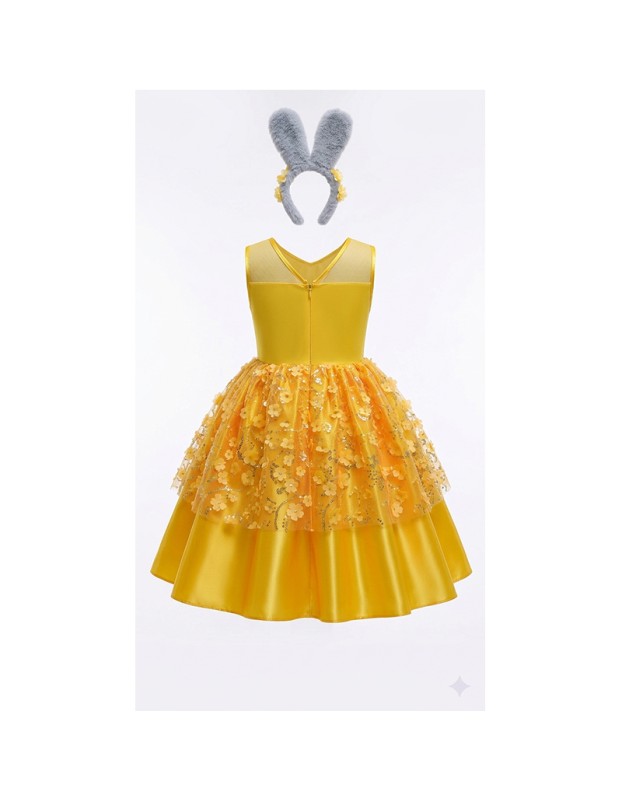 Halloween Cosplay Costume Anime Judy Rabbit Police Officer Yellow Sleeveless Dress Theme Party Role Playing Outfits for Girls YM8822