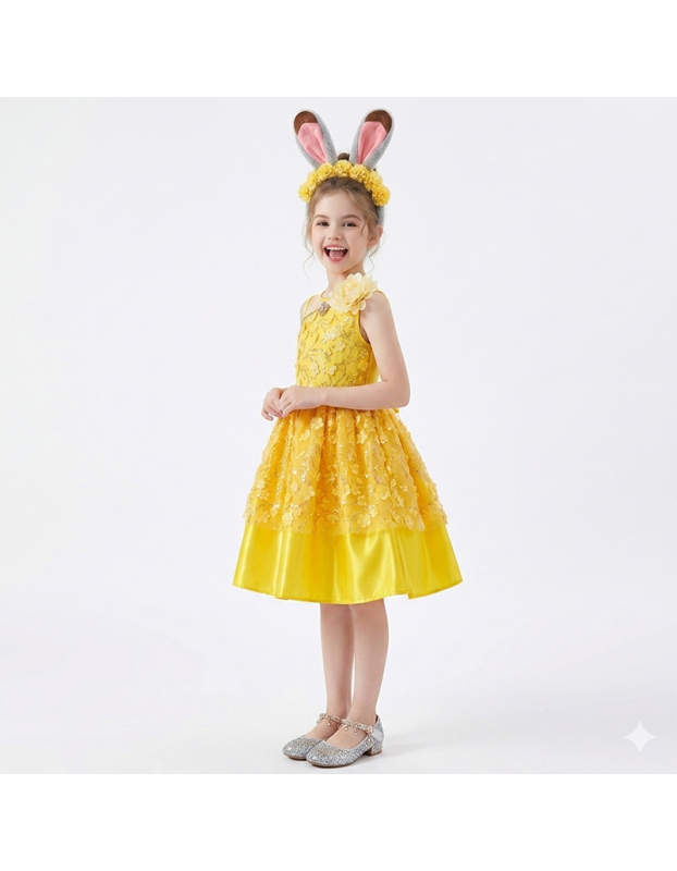 Halloween Cosplay Costume Anime Judy Rabbit Police Officer Yellow Sleeveless Dress Theme Party Role Playing Outfits for Girls YM8822
