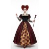 Women's Queen of Hearts Costume, Deluxe Long Dress with Heart Print for Halloween Cosplay, Themed Party YM8816