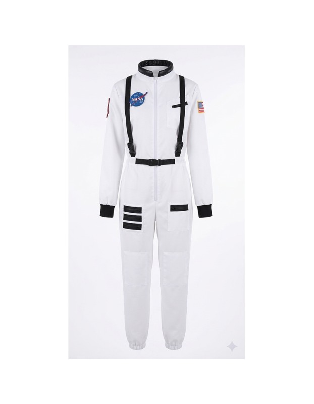 Astronaut Costume Adult White Spaceman Costume Plus Size Women Space Suit Party Dress up Costume Astronaut Suit YM8818