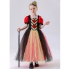 Red Queen of Hearts Long Costumes for Girls Princess's Dress Halloween Puff Sleeves Mesh Yarn Tutu Dress Carnival Party Outfit YM8815