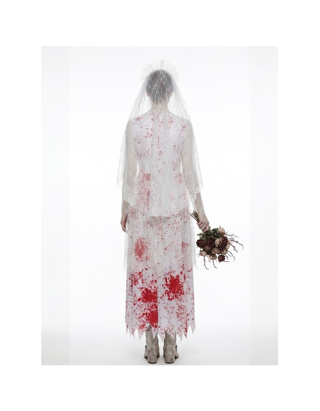 Halloween Party Scary Bridal Orgy Cosplay Costume White Veil Skull Ghost Bride Zombie Bloodstained Dress Bar Party Game Theme YM8811