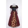 Women's Queen of Hearts Costume, Deluxe Long Dress with Heart Print for Halloween Cosplay, Themed Party YM8816