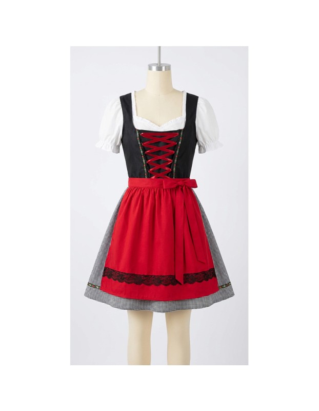 Women German Dirndl Dress Oktoberfest Beer Festival Bavarian Costume Halloween Cosplay Maid Outfit YM8820