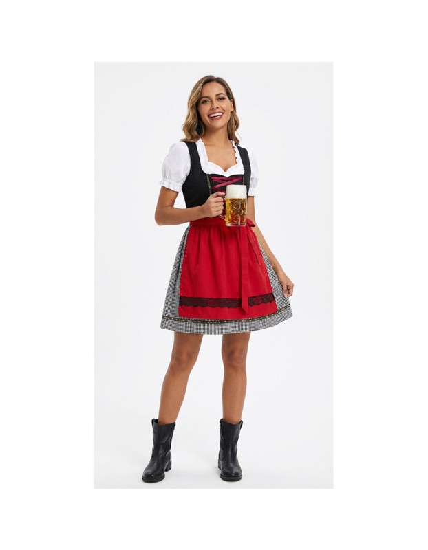 Women German Dirndl Dress Oktoberfest Beer Festival Bavarian Costume Halloween Cosplay Maid Outfit YM8820