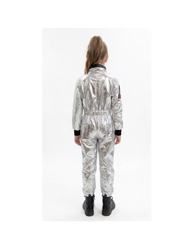 Boys Girls Astronaut Costume Silver Space Suit Halloween Role Play Costume for Kids Party Performance New Year Carnival Gift YM8819