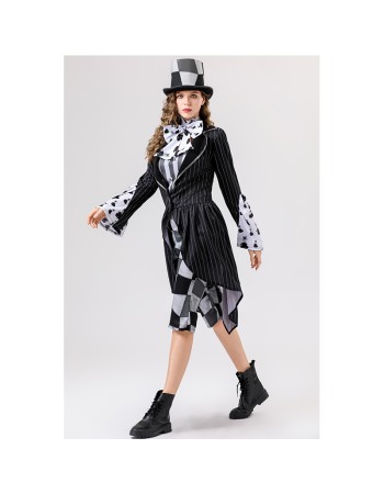 Halloween Mad Hatter Cosplay Costume, Plaid Formal Suit Stage Drama Role Play Outfit YM8813