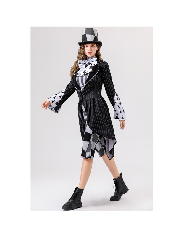 Halloween Mad Hatter Cosplay Costume, Plaid Formal Suit Stage Drama Role Play Outfit YM8813