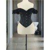 Gothic Women Corsets Bustiers Floral Lace Tops Sexy Lace Sleeves Corset Lingerie Burlesque Vintage Steampunk Bustier Costumes WK2506