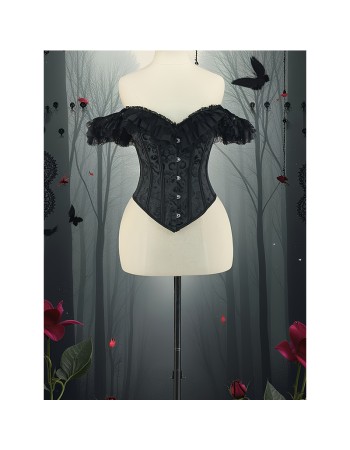 Gothic Women Corsets Bustiers Floral Lace Tops Sexy Lace Sleeves Corset Lingerie Burlesque Vintage Steampunk Bustier Costumes WK2506