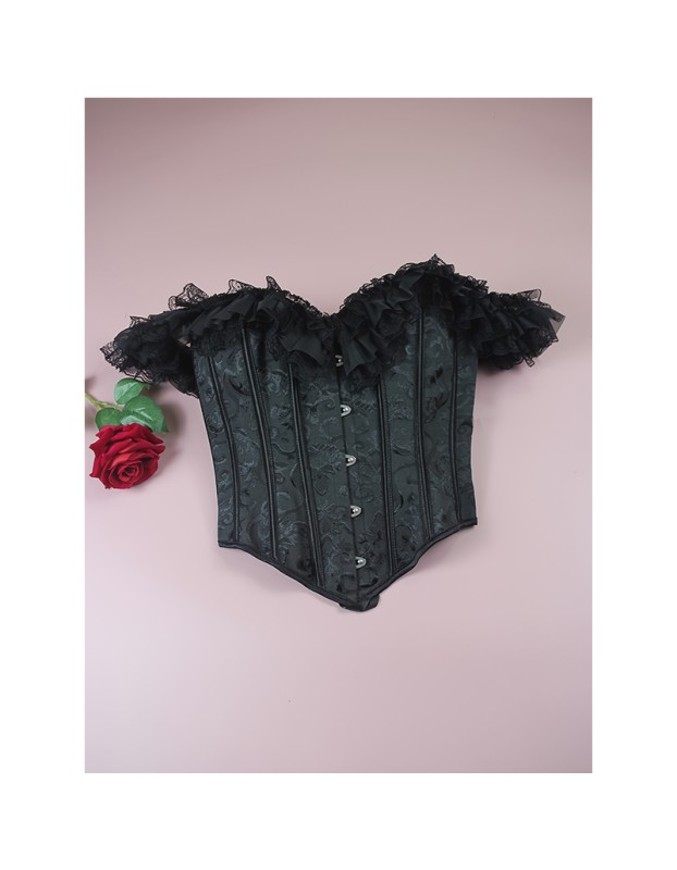 Gothic Women Corsets Bustiers Floral Lace Tops Sexy Lace Sleeves Corset Lingerie Burlesque Vintage Steampunk Bustier Costumes WK2506