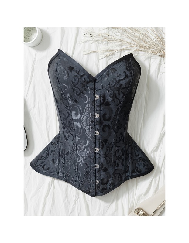 Women Overbust Vintage Corset Top Lace Up Bustier Gothic Jacquard Long Torso Corsets Shapewear Hourglass Body Shaper Waist Train WK2502