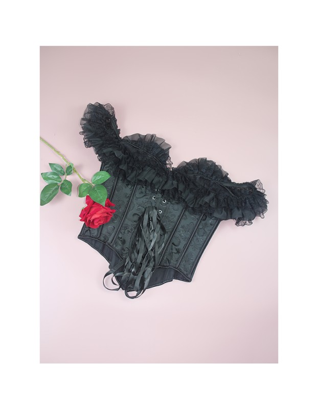 Gothic Women Corsets Bustiers Floral Lace Tops Sexy Lace Sleeves Corset Lingerie Burlesque Vintage Steampunk Bustier Costumes WK2506