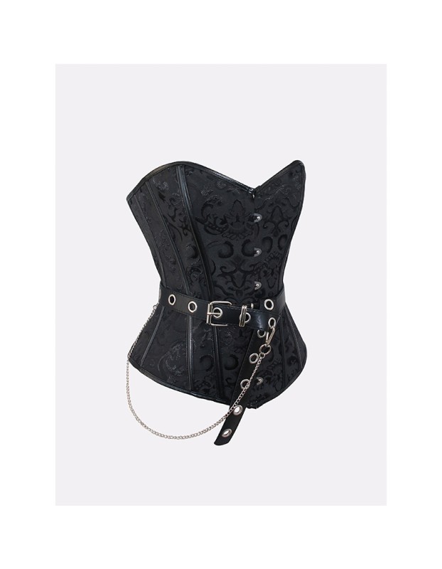 Steampunk Corsets for Women V-neck Gothic Corset Jacquard Corset Vest Cosplay Costume Pirate Corset Brown Black WK2520