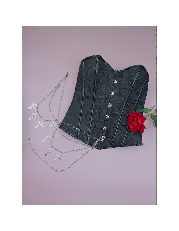 Classic Punk Shapewear with Court Button Side Chain Embroidery Vest Retro Corset Underwear for Women WK2516