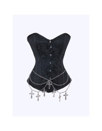 Classic Punk Shapewear with Court Button Side Chain Embroidery Vest Retro Corset Underwear for Women WK2516