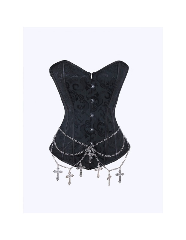 Classic Punk Shapewear with Court Button Side Chain Embroidery Vest Retro Corset Underwear for Women WK2516