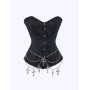 Classic Punk Shapewear with Court Button Side Chain Embroidery Vest Retro Corset Underwear for Women WK2516