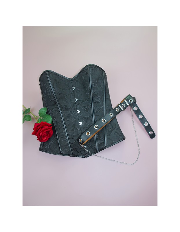 Steampunk Corsets for Women V-neck Gothic Corset Jacquard Corset Vest Cosplay Costume Pirate Corset Brown Black WK2520