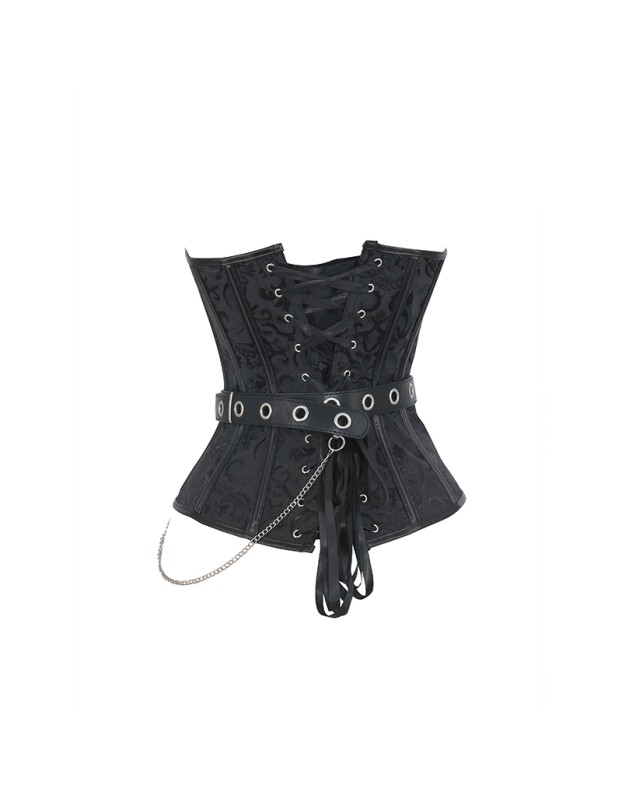 Steampunk Corsets for Women V-neck Gothic Corset Jacquard Corset Vest Cosplay Costume Pirate Corset Brown Black WK2520