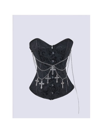Classic Punk Shapewear with Court Button Side Chain Embroidery Vest Retro Corset Underwear for Women WK2516