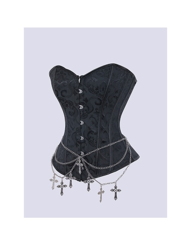 Classic Punk Shapewear with Court Button Side Chain Embroidery Vest Retro Corset Underwear for Women WK2516