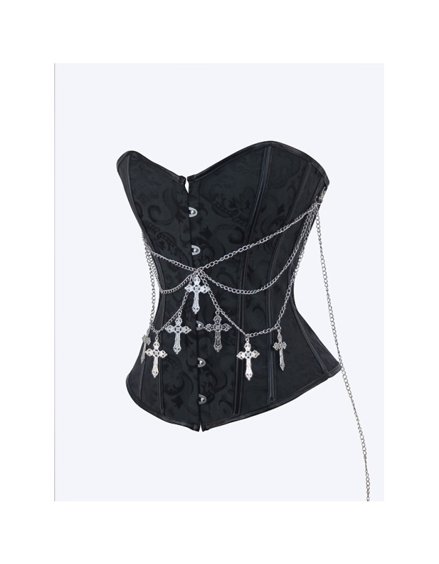 Classic Punk Shapewear with Court Button Side Chain Embroidery Vest Retro Corset Underwear for Women WK2516