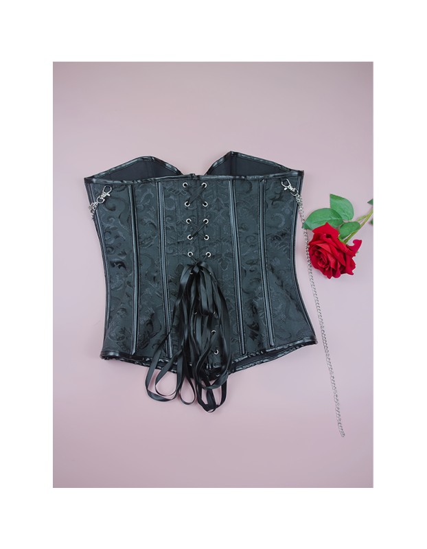 Classic Punk Shapewear with Court Button Side Chain Embroidery Vest Retro Corset Underwear for Women WK2516