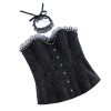 Sexy Women Black Corset Bustier Vintage Gothic Elegant Lady Party Corsets Lace-up Mesh Ruffles Strapless Top Waist Trainer WKD6821