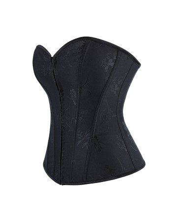 Black Green Jacquard Sexy Corset Top Overbust Lace Up Boned Bustier Front Zip Korset Gothic Women Slim Corselet CQG6636
