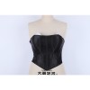 Women Tight Corset Bustier Black Side Zipper Overbust Crop Tops Summer Lace Up Backless Camisole Underwear Female Bustier Top XF992