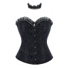Sexy Women Black Corset Bustier Vintage Gothic Elegant Lady Party Corsets Lace-up Mesh Ruffles Strapless Top Waist Trainer WKD6821