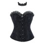 Sexy Women Black Corset Bustier Vintage Gothic Elegant Lady Party Corsets Lace-up Mesh Ruffles Strapless Top Waist Trainer WKD6821
