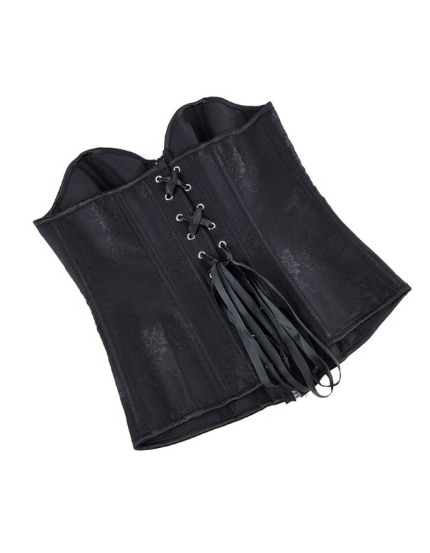 Black Green Jacquard Sexy Corset Top Overbust Lace Up Boned Bustier Front Zip Korset Gothic Women Slim Corselet CQG6636