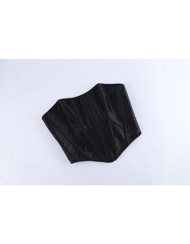 Women Tight Corset Bustier Black Side Zipper Overbust Crop Tops Summer Lace Up Backless Camisole Underwear Female Bustier Top XF992