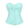 Black Green Jacquard Sexy Corset Top Overbust Lace Up Boned Bustier Front Zip Korset Gothic Women Slim Corselet CQG6636