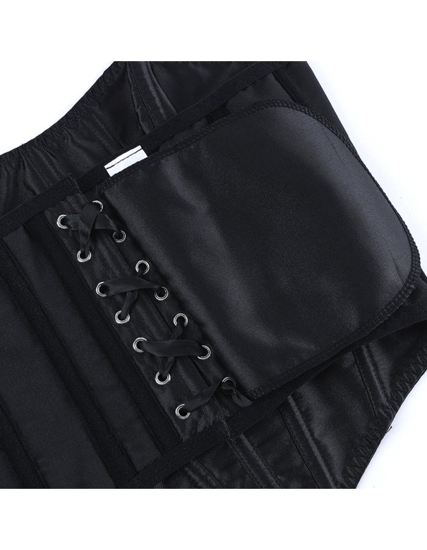 Women Tight Corset Bustier Black Side Zipper Overbust Crop Tops Summer Lace Up Backless Camisole Underwear Female Bustier Top XF992