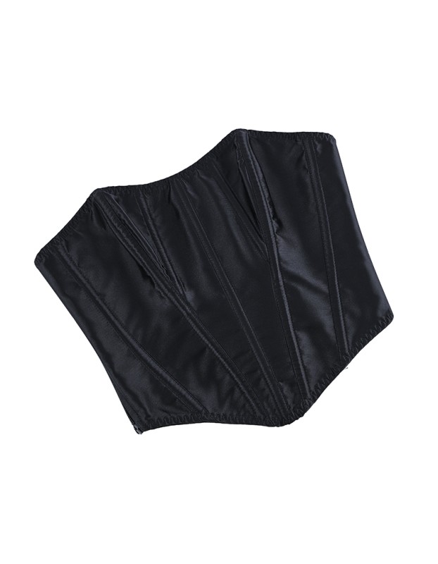 Women Tight Corset Bustier Black Side Zipper Overbust Crop Tops Summer Lace Up Backless Camisole Underwear Female Bustier Top XF992