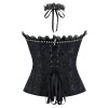 Sexy Women Black Corset Bustier Vintage Gothic Elegant Lady Party Corsets Lace-up Mesh Ruffles Strapless Top Waist Trainer WKD6821