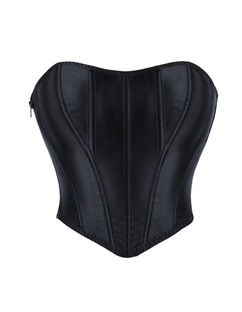 Women Tight Corset Bustier Black Side Zipper Overbust Crop Tops Summer Lace Up Backless Camisole Underwear Female Bustier Top XF992